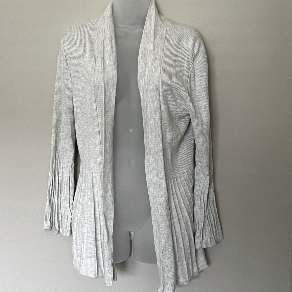 WOMEN’S Open Front High low Heather Grey  cardigan with bell sleeves